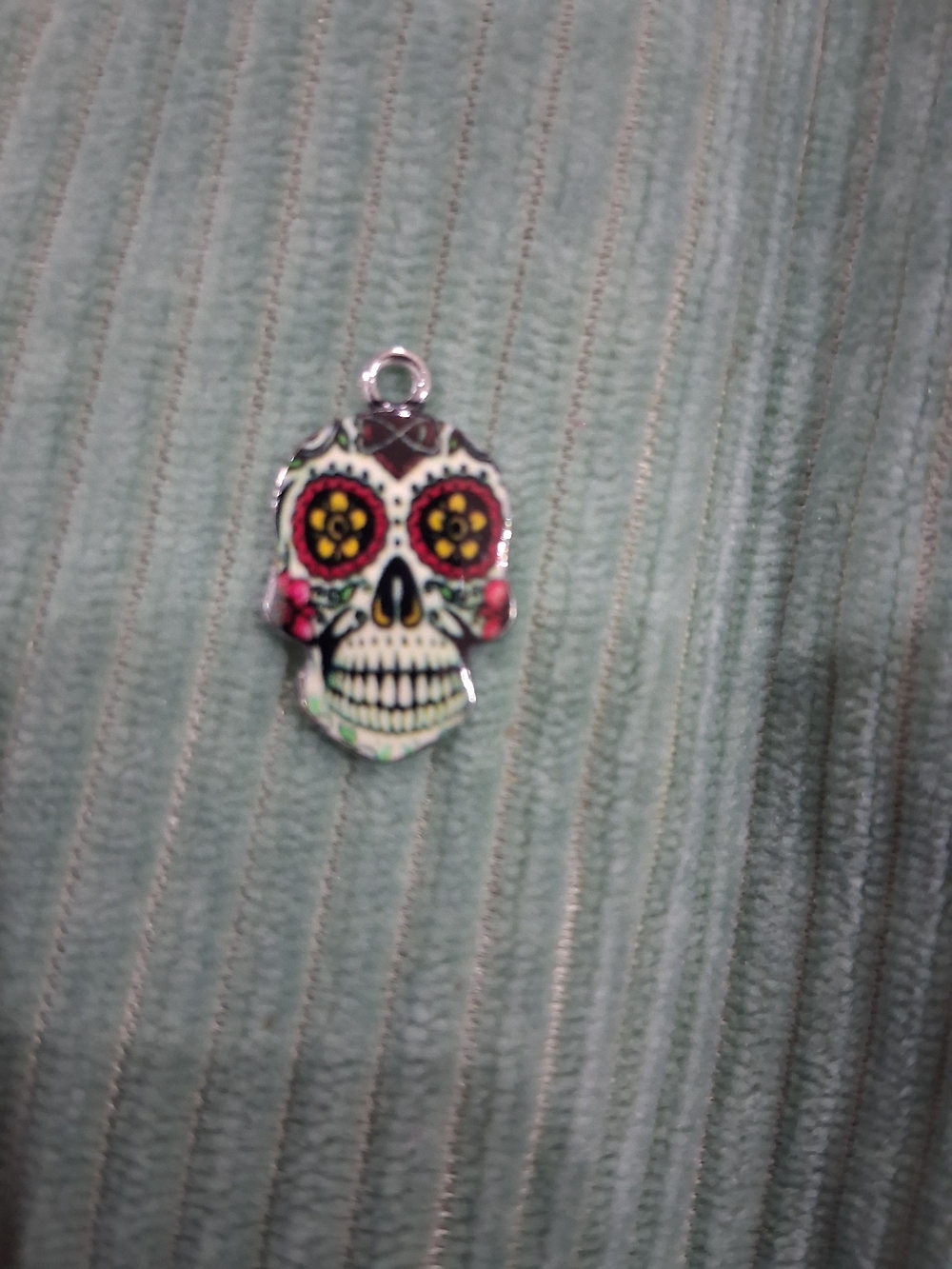 Enamel Sugar Skull Pendant Necklace Charm in Multicolor